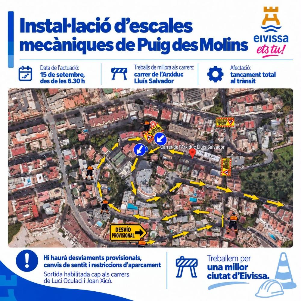 Imagen Restriccions de trànsit 15 SETEMBRE - Tall de trànsit al carrer de l’Arxiduc Lluís Salvador, a l’altura de la Via Romana